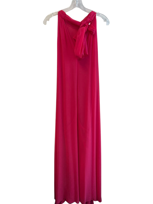 Vince Camuto Size XL Pink Polyester High Neck Maxi Back Zip Bow Detail Dress Pink / XL
