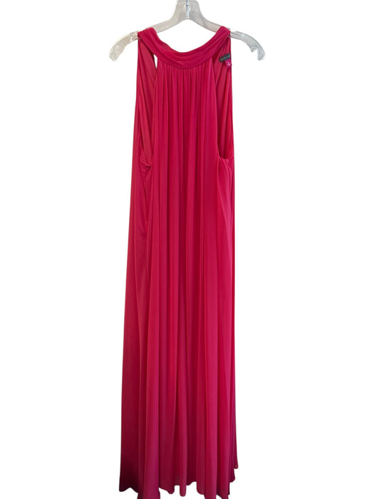 Vince Camuto Size XL Pink Polyester High Neck Maxi Back Zip Bow Detail Dress Pink / XL