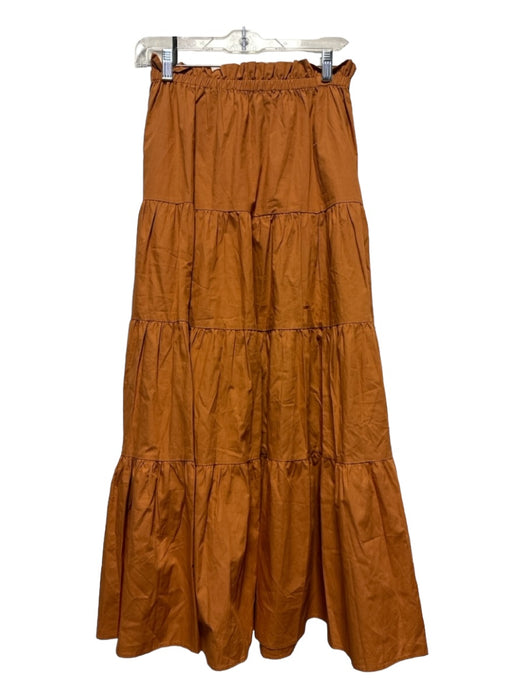 Kourt Size M Rust Cotton Elastic Waist Maxi Skirt Rust / M