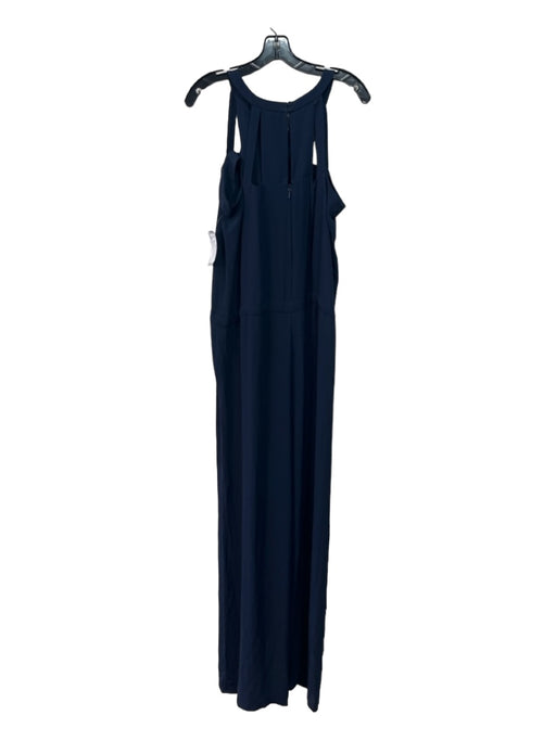 BCBG Maxazria Size L Navy Polyester Round Neck Sleeveless Cut Out Jumpsuit Navy / L