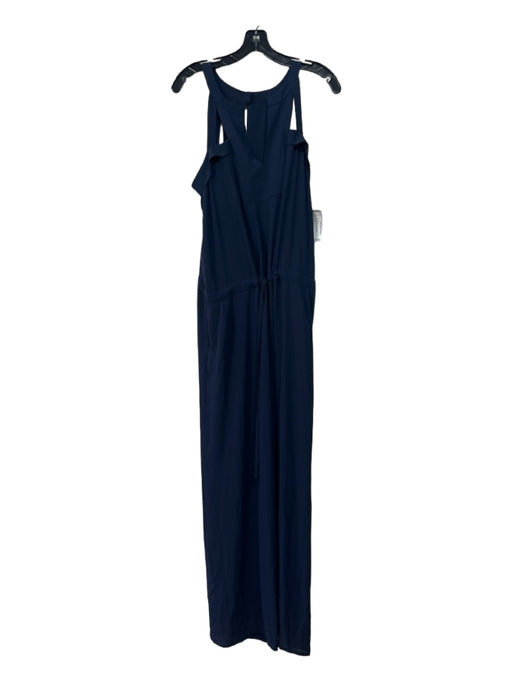 BCBG Maxazria Size L Navy Polyester Round Neck Sleeveless Cut Out Jumpsuit Navy / L