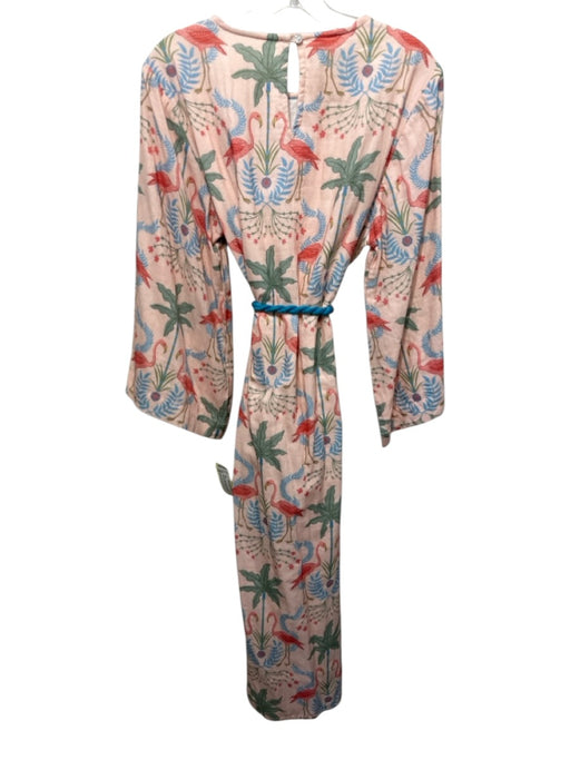Marigold by Victoria Dunn Size L Pink, Blue, Multi Cotton Floral flamingos Dress Pink, Blue, Multi / L
