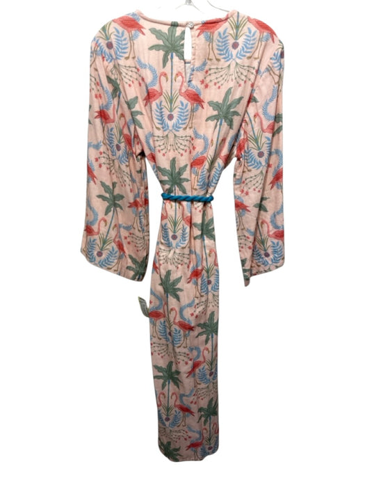 Marigold by Victoria Dunn Size L Pink, Blue, Multi Cotton Floral flamingos Dress Pink, Blue, Multi / L