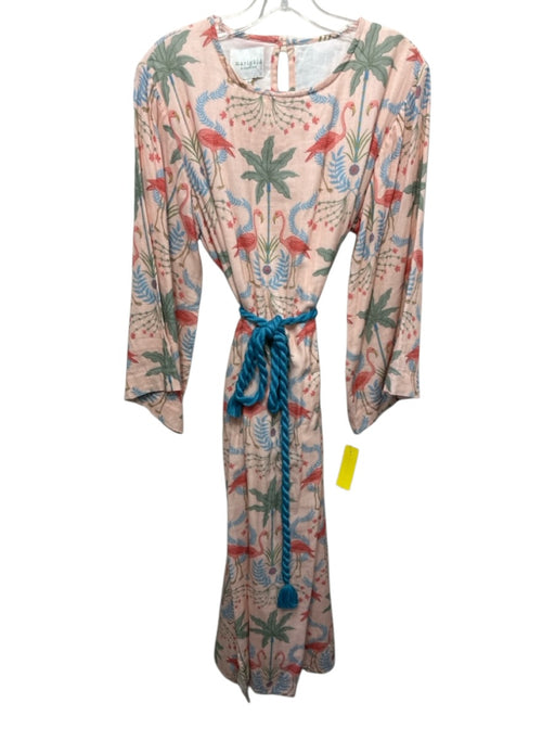 Marigold by Victoria Dunn Size L Pink, Blue, Multi Cotton Floral flamingos Dress Pink, Blue, Multi / L