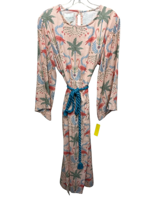 Marigold by Victoria Dunn Size L Pink, Blue, Multi Cotton Floral flamingos Dress Pink, Blue, Multi / L