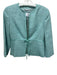 MaxMara Size 6 Teal Linen Blend Shoulder Pads Tie Detail Long Sleeve Jacket Teal / 6
