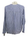 Vince Size 6 Blue & White Cotton Blend Striped Round Split Neck Long Sleeve Top Blue & White / 6