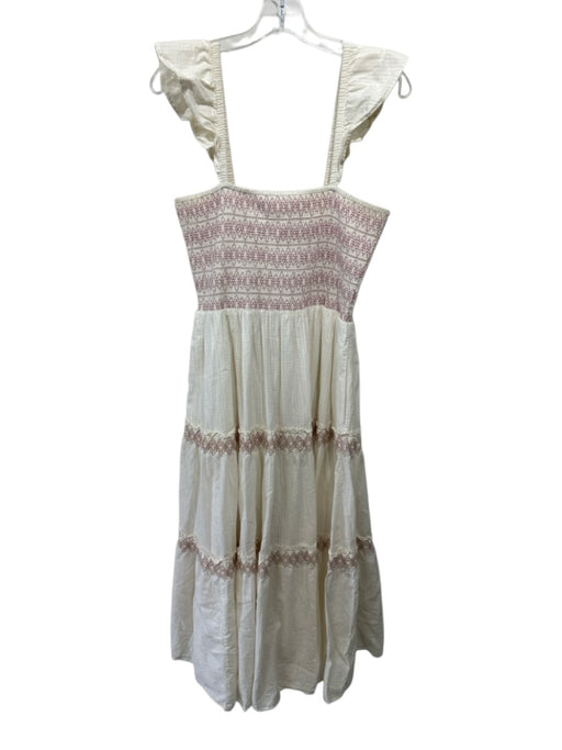 Madewell Size S Cream & pink Cotton Tiered smocked Ruffle Pockets Dress Cream & pink / S