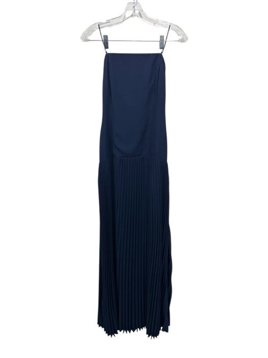 Park & Fifth Size L Navy Blue Polyester Strapless Accordion Pleat Back Zip Dress Navy Blue / L