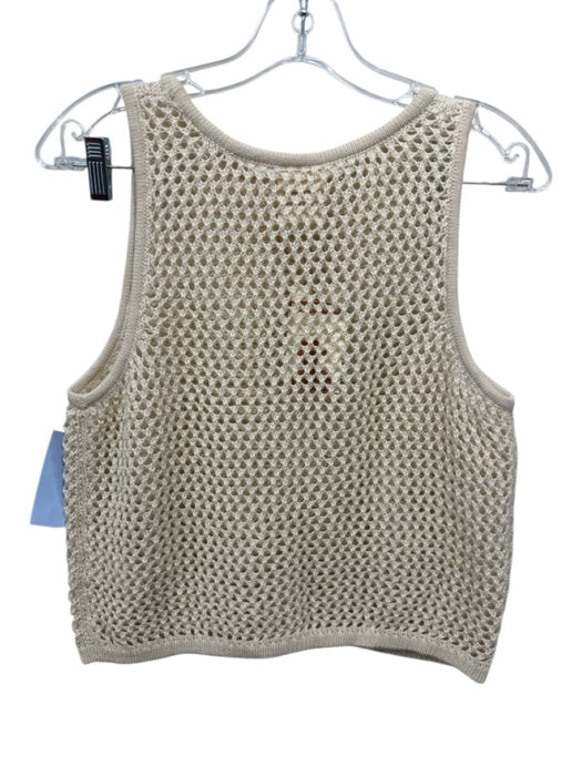 Dandy Del Mar Size M/L Cream Beige Cotton Blend Open Knit Sleeveless Short Set Cream Beige / M/L