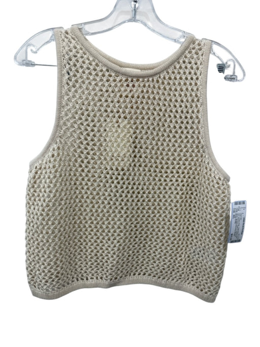 Dandy Del Mar Size M/L Cream Beige Cotton Blend Open Knit Sleeveless Short Set Cream Beige / M/L