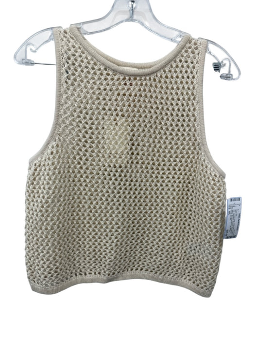 Dandy Del Mar Size M/L Cream Beige Cotton Blend Open Knit Sleeveless Short Set Cream Beige / M/L