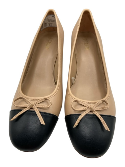 J. Crew Shoe Size 8.5 Beige & Black Synthetic Upper Toe cap Bow Applique Pumps Beige & Black / 8.5