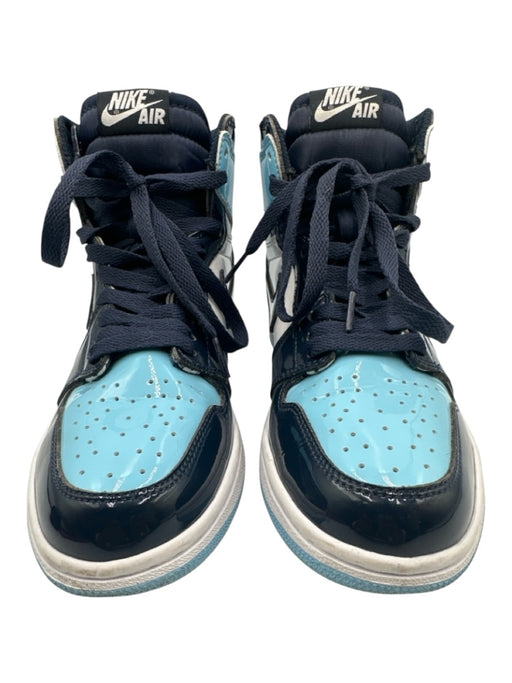 Air Jordan Shoe Size 8 Blue, Navy, White Patent Leather High Top Sneakers Blue, Navy, White / 8