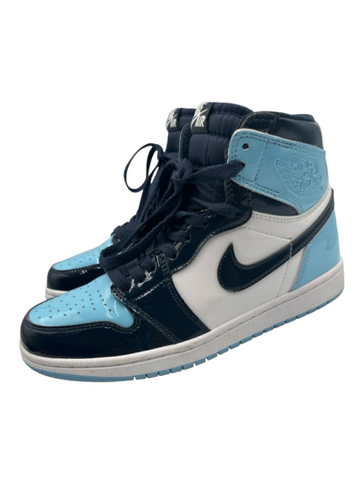 Air Jordan Shoe Size 8 Blue, Navy, White Patent Leather High Top Sneakers Blue, Navy, White / 8