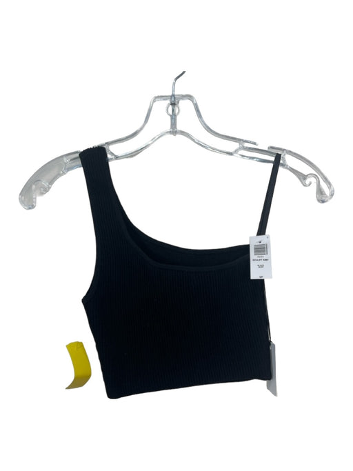 Babaton Size S Black Nylon Blend Ribbed One Shoulder Crop Sleeveless Top Black / S
