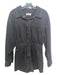 Zara Size M Black Cotton Denim Collared Button Up Long Sleeve Pockets Romper Black / M