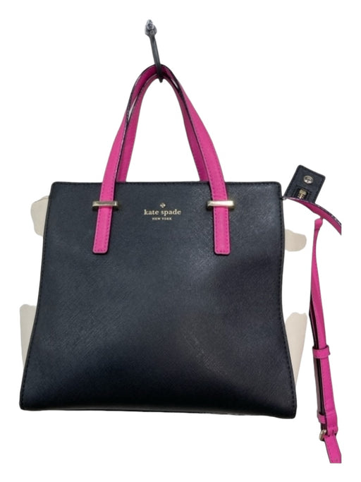 Kate Spade Black White Purple Saffiano Leather Gold hardware Colorblock Bag Black White Purple / S