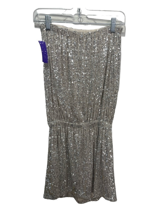 Sofia Size S Beige & Silver Polyester Blend Strapless All Over Sequins Dress Beige & Silver / S