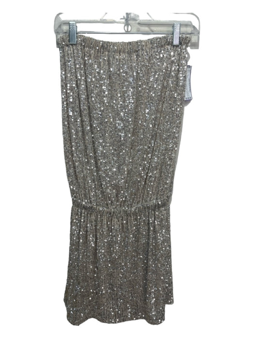 Sofia Size S Beige & Silver Polyester Blend Strapless All Over Sequins Dress Beige & Silver / S