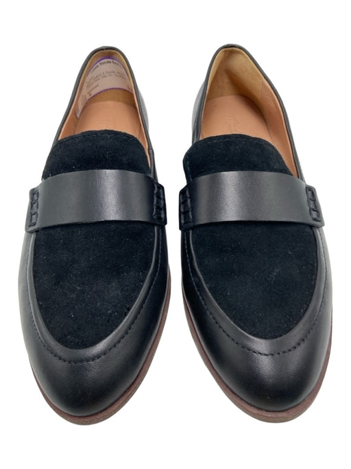 Madewell Shoe Size 6 Black Leather & Suede Almond Toe Closed Heel Loafers Black / 6