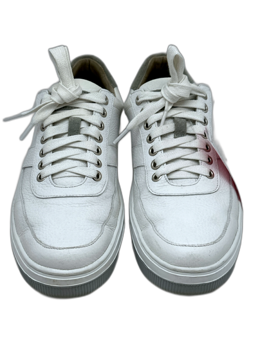 Peter Millar Shoe Size 8.5 White & Gray Leather Solid Sneaker Men's Shoes White & Gray / 8.5