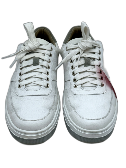 Peter Millar Shoe Size 8.5 White & Gray Leather Solid Sneaker Men's Shoes White & Gray / 8.5