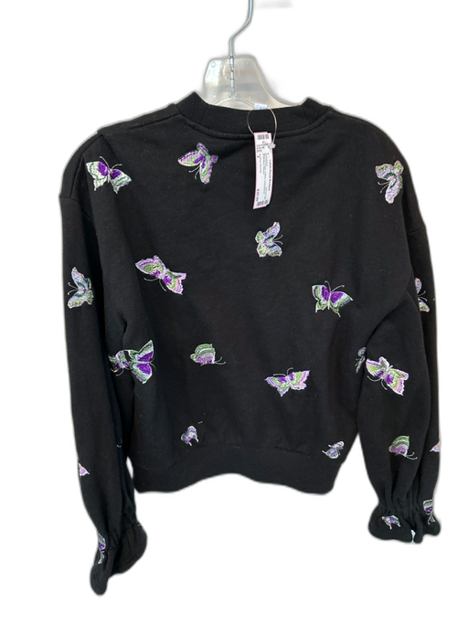 & Other Stories Size 2 Black & Purple Cotton Long Sleeve Butterflies Sweatshirt Black & Purple / 2