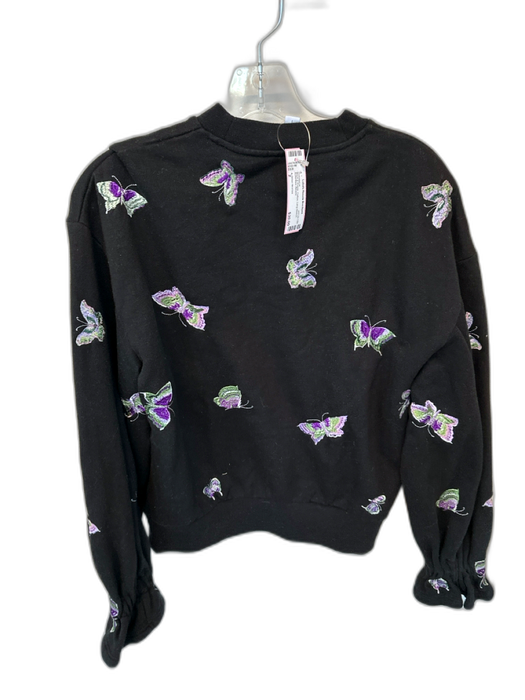 & Other Stories Size 2 Black & Purple Cotton Long Sleeve Butterflies Sweatshirt Black & Purple / 2