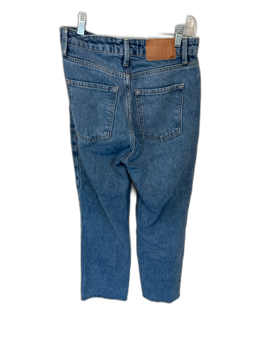 Zara Size 2 Med Dark Wash Cotton High Waist Straight Leg Jeans Med Dark Wash / 2