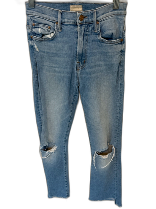 Mother Size 25 Light Wash Cotton Blend High Waist Distressed Raw Hem Jeans Light Wash / 25