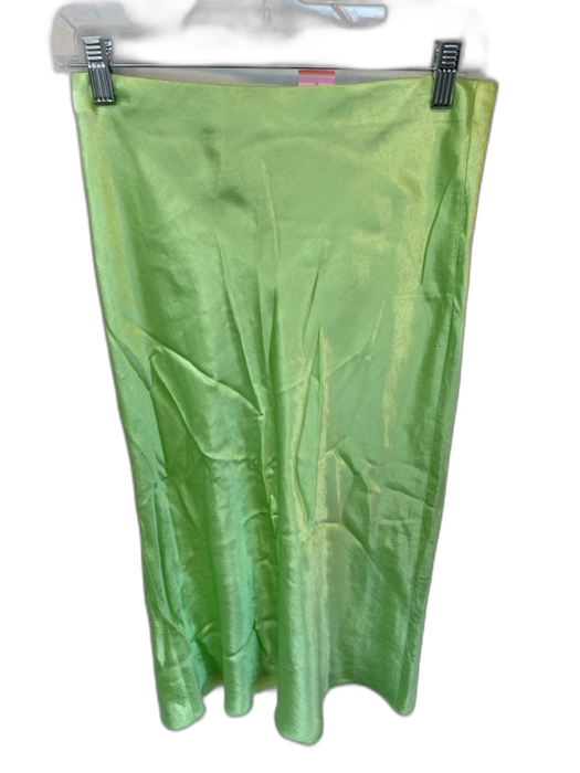 Vince Size S Lime Green Acetate Elastic Waist Midi Skirt Lime Green / S