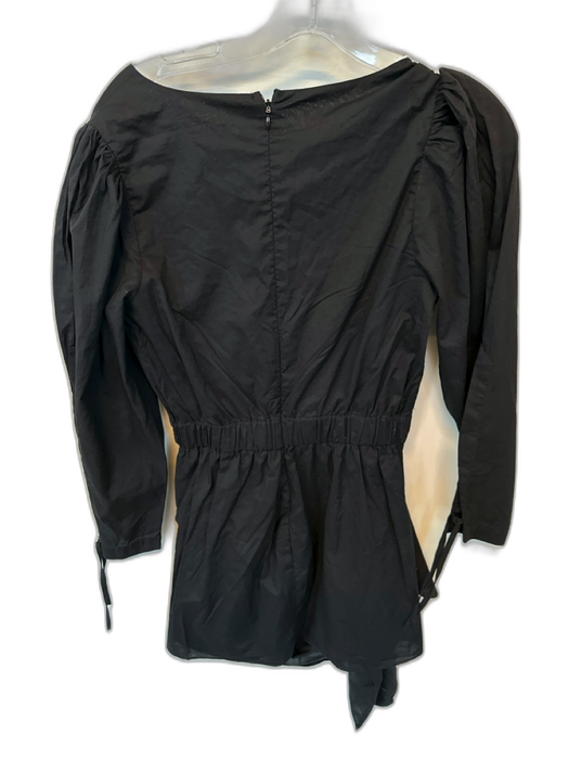 Rhode Size L Black Cotton Long Sleeve V Neck Back Zip Dress Black / L