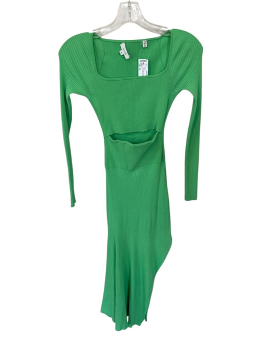 A.L.C. Size XS Lime Green Viscose Blend Ribbed Cutout Side Slit Maxi Dress Lime Green / XS