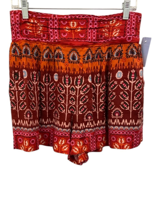 By Anthropologie Size S Red, Orange & Pink Viscose Elastic Back Printed Shorts Red, Orange & Pink / S