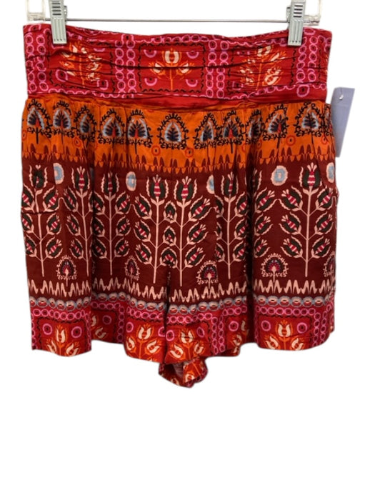 By Anthropologie Size S Red, Orange & Pink Viscose Elastic Back Printed Shorts Red, Orange & Pink / S