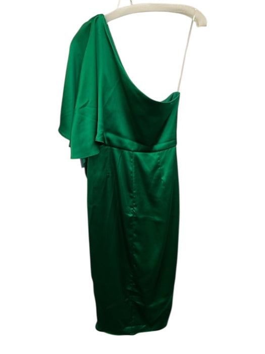 DO+BE Size L Green Polyester Satin One Shoulder Gathered Pleats 1/2 sleeve Dress Green / L