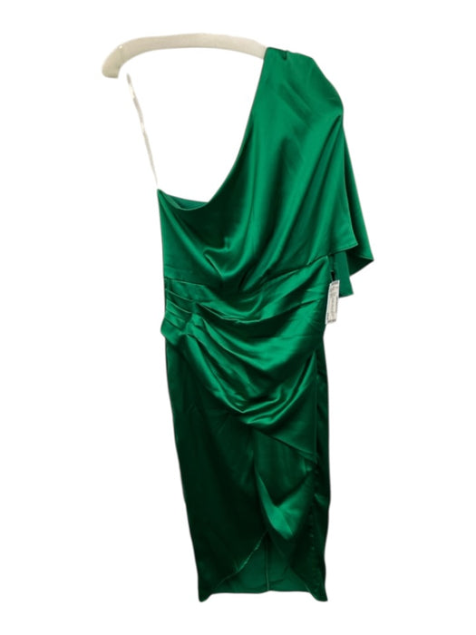 DO+BE Size L Green Polyester Satin One Shoulder Gathered Pleats 1/2 sleeve Dress Green / L