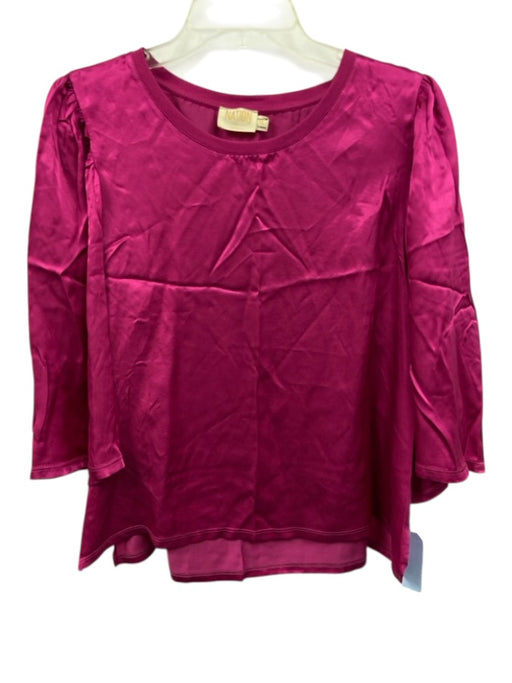 Nation Los Angeles Size XL Hot pink Viscose Blend Satin 3/4 Flare Sleeve Top Hot pink / XL