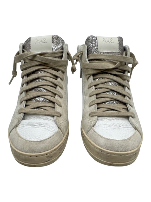P448 Shoe Size 36 White Leather Upper Suede Detail Shimmer Detail Sneakers White / 36