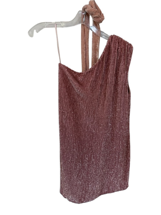 Retrofete Size XS Pink Viscose Sequin One Shoulder Mini Belt Incl. Dress Pink / XS
