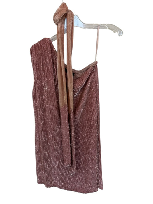 Retrofete Size XS Pink Viscose Sequin One Shoulder Mini Belt Incl. Dress Pink / XS