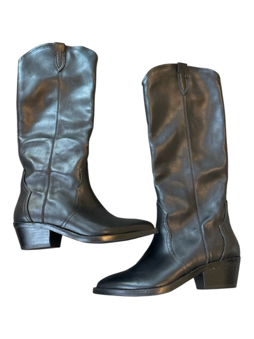 Dolce Vita Shoe Size 7 Black Leather Knee Crop Side Zip Heel Boots Black / 7