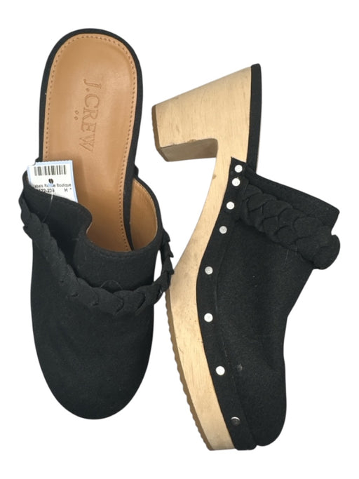 J. Crew Shoe Size 6.5 Black Synthetic Braid Detail Studs Round Toe Heel Clogs Black / 6.5
