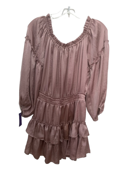 Misa Size Medium Mauve Pink Viscose Long puff sleeve Ruffles Elastic Dress Mauve Pink / Medium