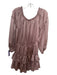 Misa Size Medium Mauve Pink Viscose Long puff sleeve Ruffles Elastic Dress Mauve Pink / Medium