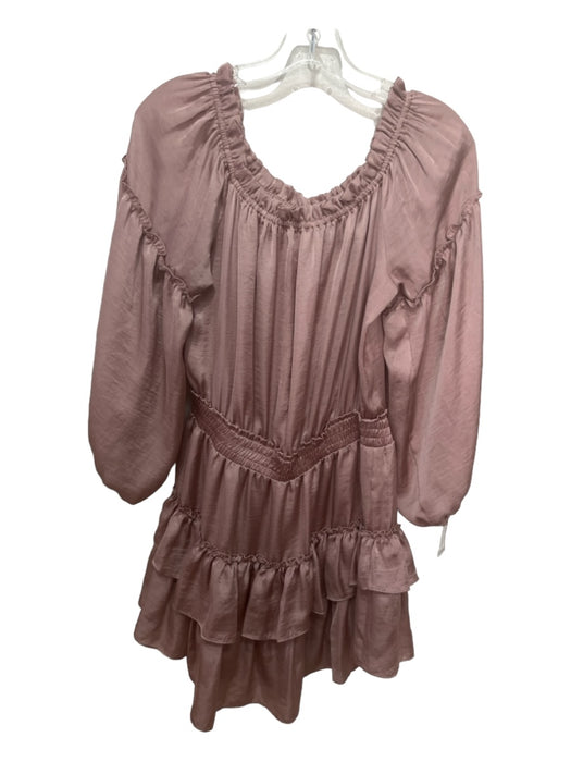 Misa Size Medium Mauve Pink Viscose Long puff sleeve Ruffles Elastic Dress Mauve Pink / Medium