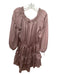 Misa Size Medium Mauve Pink Viscose Long puff sleeve Ruffles Elastic Dress Mauve Pink / Medium