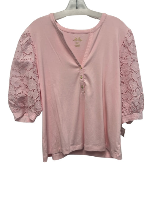 Lilly Pulitzer Size XXL Pink Cotton Eyelets Button Detail Top Pink / XXL