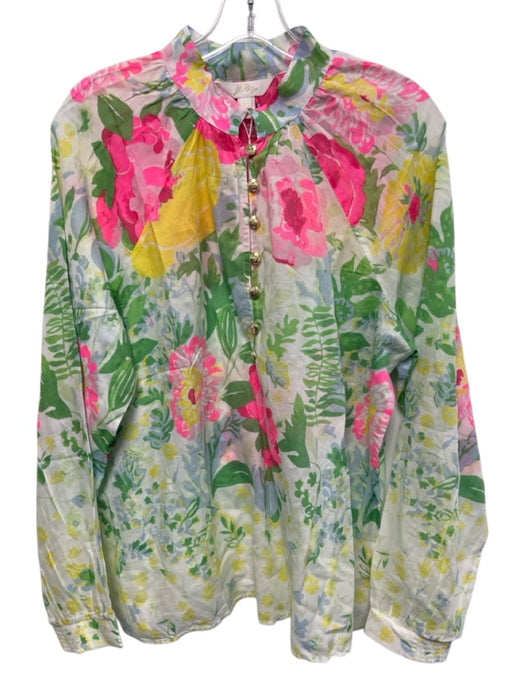 Lilly Pulitzer Size XL Pink, Green & Multi Print Cotton Blend Floral Top Pink, Green & Multi Print / XL